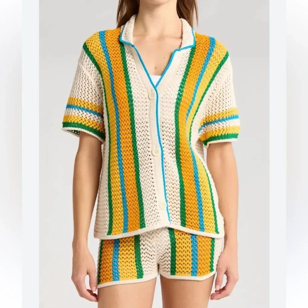 MOTHER The Camp Champ Crochet Shirt